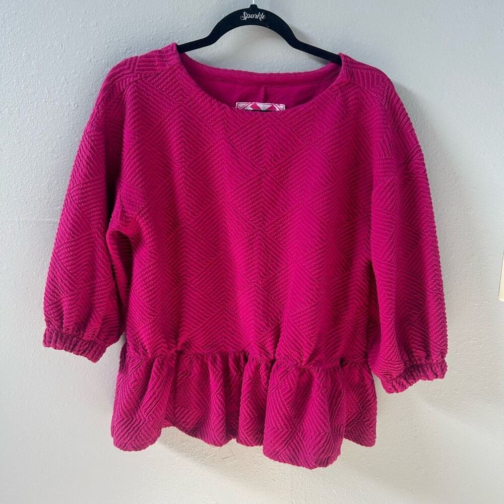 Anthropologie Maeve Mikayla Pink Textured Peplum Top Size Small